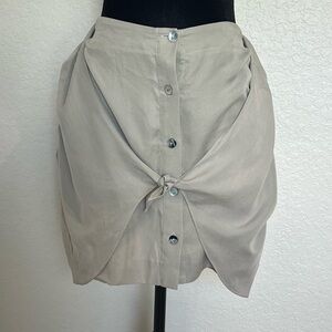 Adam Beige Button-Front Mini Skirt